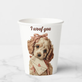 I woof you Vintage Pup Valentine's Day Papieren Bekers