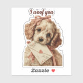 I woof you Vintage Pup Valentine's Day Sticker (Vel)