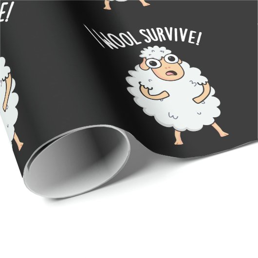 I Wool Survive Funny Sheep Pun Dark BG Cadeaupapier (Rol Hoek)