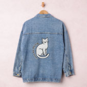 I Work for My Cat – Funny Cat Lover Quote Design Denim Jacket (Hangar)