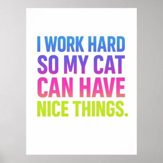 I Work Hard For My Cat Poster (Voorkant)
