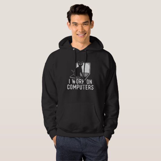 I Work On Computers  Cat Hoodie (Voorkant volledig)