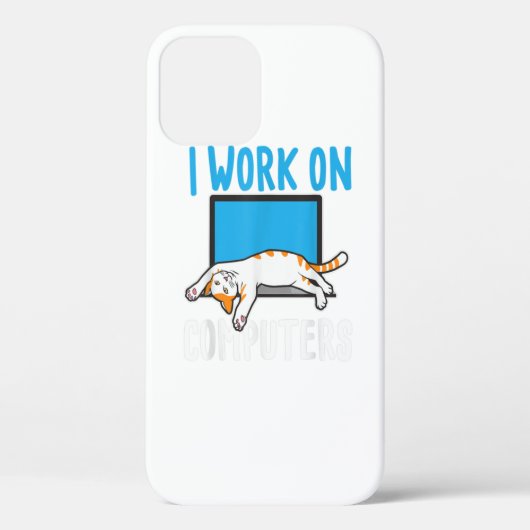 I Work On Computers Funny Cat Lover Kitten Kitty Case-Mate iPhone Case (Achterkant)