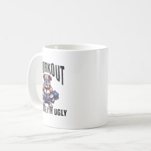 I Workout Because I'm Ugly Motivational  Koffiemok (Voorkant links)