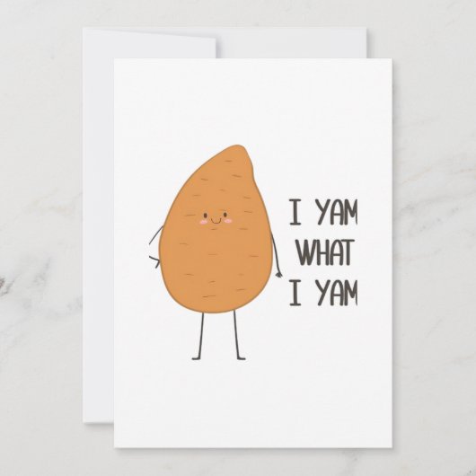 I Yam What I Yam Awesome Yam Vegetable Pun Playful Feestdagenkaart (Voorkant)