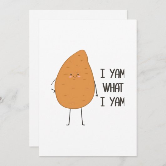 I Yam What I Yam Awesome Yam Vegetable Pun Playful Feestdagenkaart (Voorkant / Achterkant)