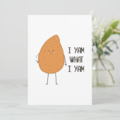 I Yam What I Yam Awesome Yam Vegetable Pun Playful Feestdagenkaart (Staand voorkant)