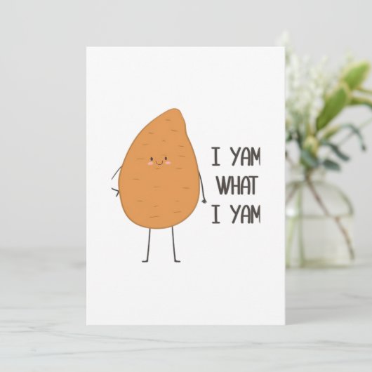 I Yam What I Yam Awesome Yam Vegetable Pun Playful Feestdagenkaart (Staand voorkant)