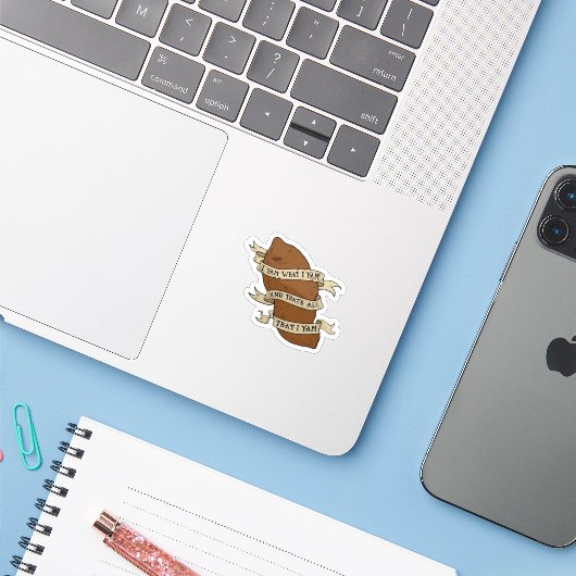 I Yam What I Yam Quote Funny Playful Mood Sticker (Laptop met iPhone)