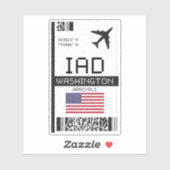 IAD Washington Boarding Pass - Seattle Reizen Sticker (Vel)