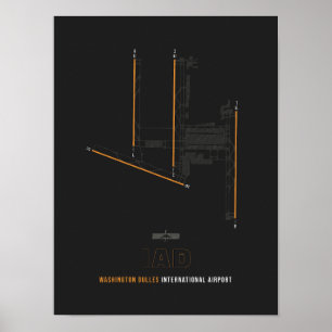 IAD - Washington Dulles Luchthaven Runway Diagram  Poster