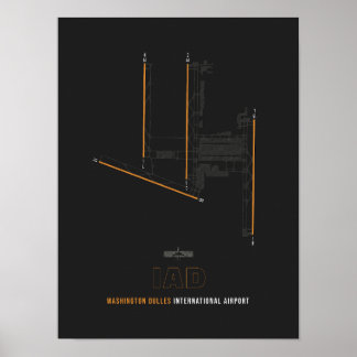 IAD - Washington Dulles Luchthaven Runway Diagram Poster