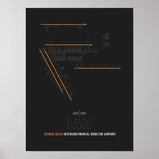 IAH - Houston Airport Runway Diagram Art Poster (Voorkant)