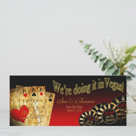 Ian & Bernice Las Vegas Deluxe Rood Zwart Goud Kaart (Staand voorkant)