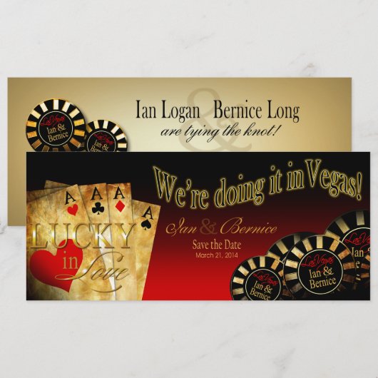 Ian & Bernice Las Vegas Deluxe Rood Zwart Goud Kaart (Voorkant / Achterkant)