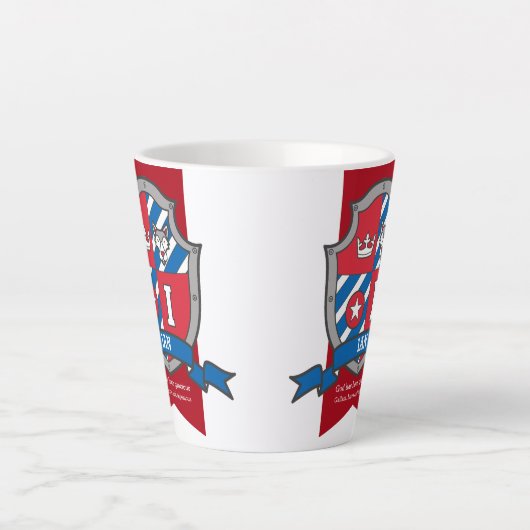 Ian naam betekent ridder wolf crest letter I Latte Mok (Voorkant)