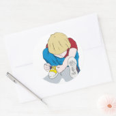 Ian Tying Shoes Ronde Sticker (Envelop)