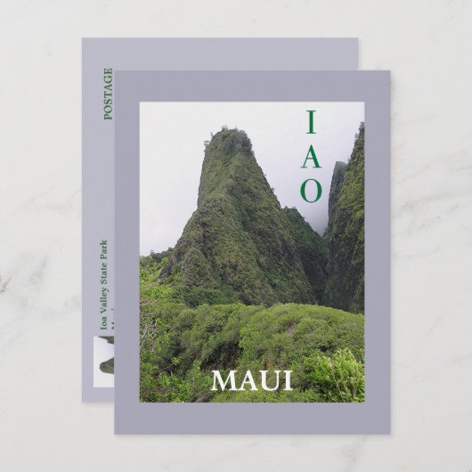 IAO VALLEY, MAUI BRIEFKAART (Voorkant / Achterkant)