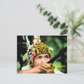 Iban Warrior met blaaspijp Briefkaart (Staand voorkant)