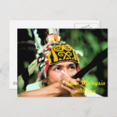 Iban Warrior met blaaspijp Briefkaart (Voorkant / Achterkant)