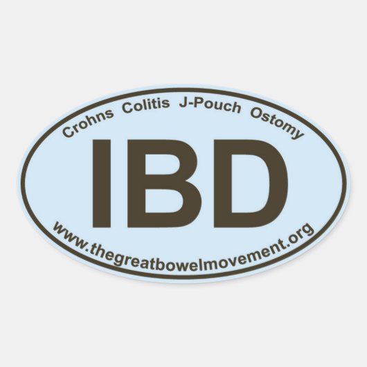 IBD - Crohns Colitis - Ovale Sticker - Blauw/Bruin (Voorkant)