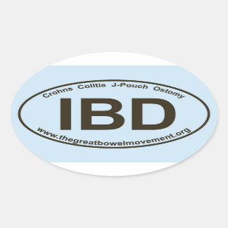 IBD - Crohns Colitis - Ovale Sticker - Blauw/Bruin