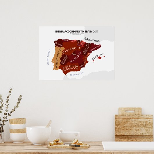 Iberia Volgens Spanje Poster (Keuken)