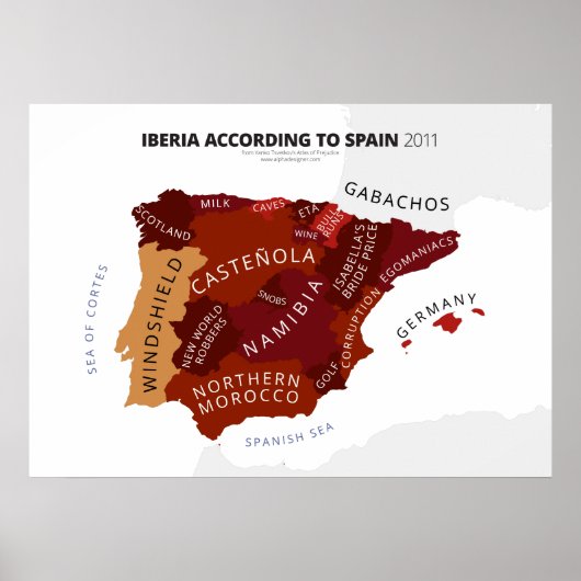 Iberia Volgens Spanje Poster (Voorkant)