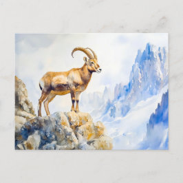 Ibex in de Alpen waterverf schilderij Briefkaart