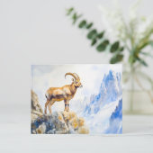 Ibex in de Alpen waterverf schilderij Briefkaart (Staand voorkant)