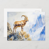 Ibex in de Alpen waterverf schilderij Briefkaart (Voorkant / Achterkant)