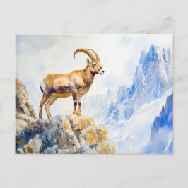 Ibex in de Alpen waterverf schilderij Briefkaart