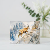 Ibex in de Alpen waterverf schilderij Briefkaart (Staand voorkant)
