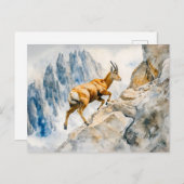 Ibex in de Alpen waterverf schilderij Briefkaart (Voorkant / Achterkant)