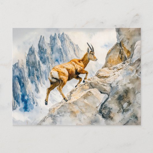 Ibex in de Alpen waterverf schilderij Briefkaart (Voorkant)