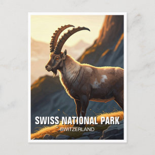 Ibex in het Zwitserse nationale park Briefkaart