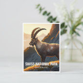 Ibex in het Zwitserse nationale park Briefkaart (Staand voorkant)