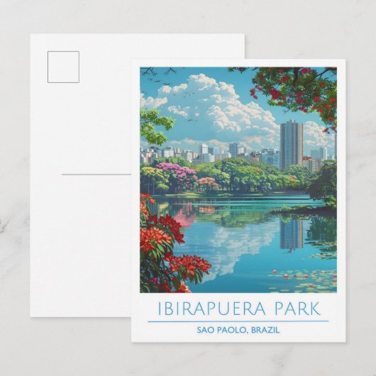 Ibirapuera Park Sao Paolo Brazil Vintage Travel Briefkaart (Voorkant / Achterkant)