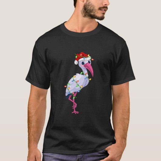 Ibis Bird Lover Lighting Xmas Santa Hat Ibis T-shirt (Voorkant)