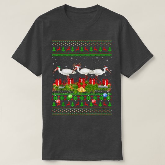 Ibis Birds Lover Xmas Lighting Santa Ugly Ibis Chr T-shirt (Design voorkant)