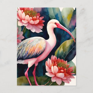 Ibis Floral Waterverf Art Briefkaart