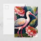 Ibis Floral Waterverf Art Briefkaart (Voorkant / Achterkant)