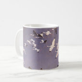 Ibis-kudde over watergebieden,  vogels koffiemok (Voorkant links)