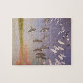 Ibis-kudde over watergebieden,  vogels legpuzzel (Horizontaal)