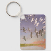 Ibis-kudde over watergebieden,  vogels sleutelhanger (Voorkant)