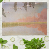 Ibis-kudde over watergebieden,  vogels theedoek (Gevouwen)