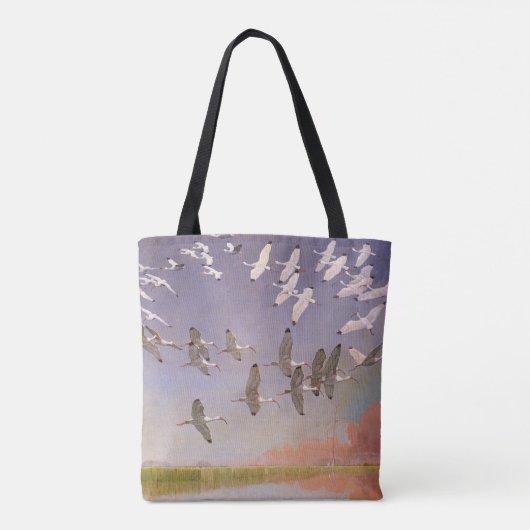 Ibis-kudde over watergebieden,  vogels tote bag (Achterkant)