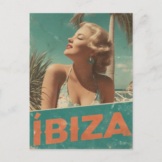 Ibiza 50s vintage briefkaart (Voorkant)