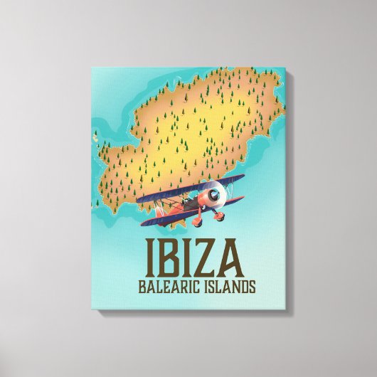 Ibiza Balearische eilanden kaart poster Canvas Afdruk (Voorkant)