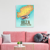 Ibiza Balearische eilanden kaart poster Canvas Afdruk (Insitu (Woonkamer))